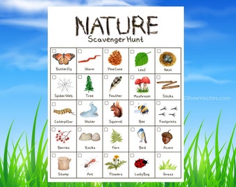 Nature Scavenger Hunt for Kids, Printable Instant Download
