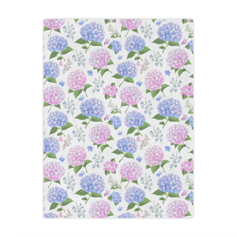 Hydrangea Minky Blanket, Hydrangea Blanket, Baby Shower Blanket, Nursery Blanket, Flower Blanket, Floral Blanket, Cottagecore Blanket afbeelding 2