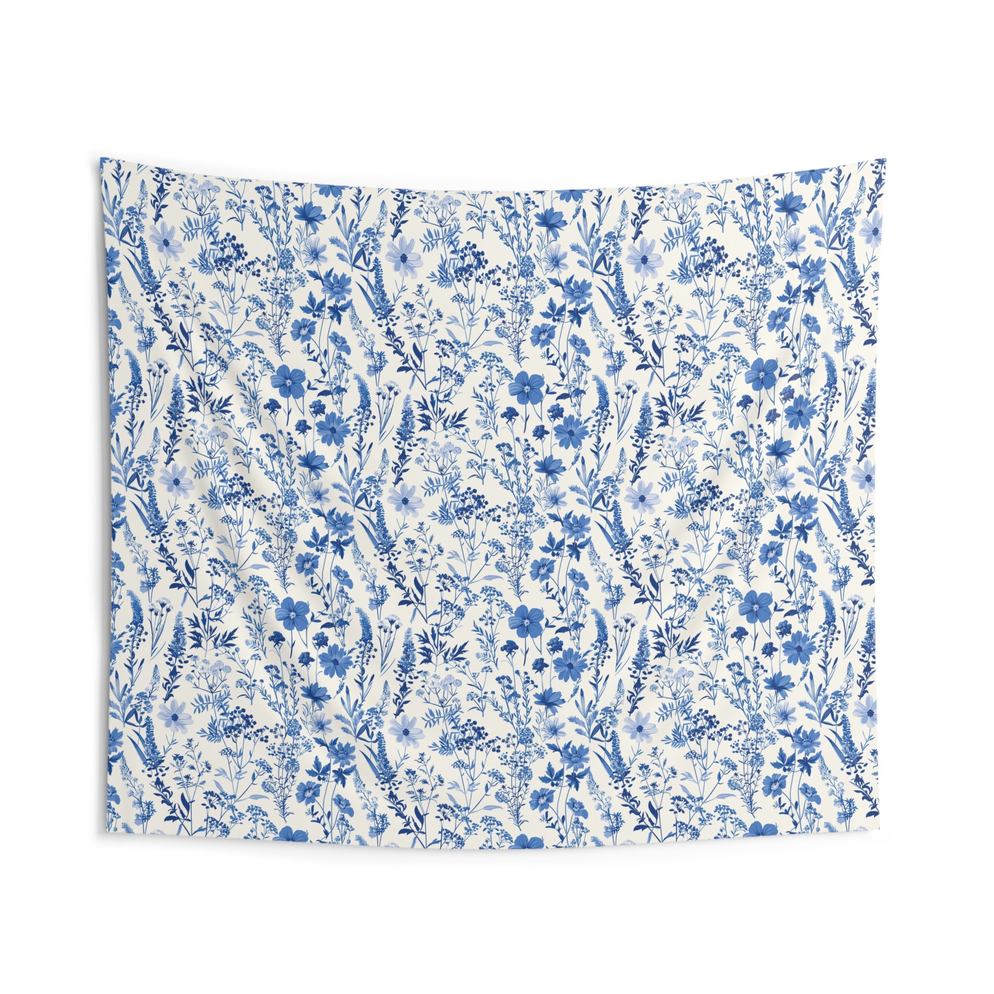 Blue Floral Tapestry, Hanging Wall Tapestry, Blue Wildflowers Tapestry, Cottagecore Tapestry, Blue Floral Wall Art, Wall Art, Tapestry Gift