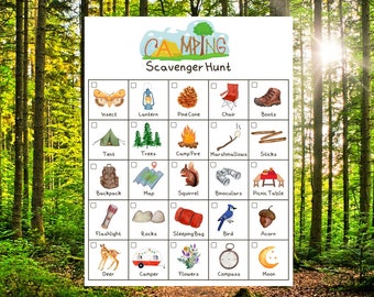 Camping Scavenger Hunt for Kids, Printable Instant Download
