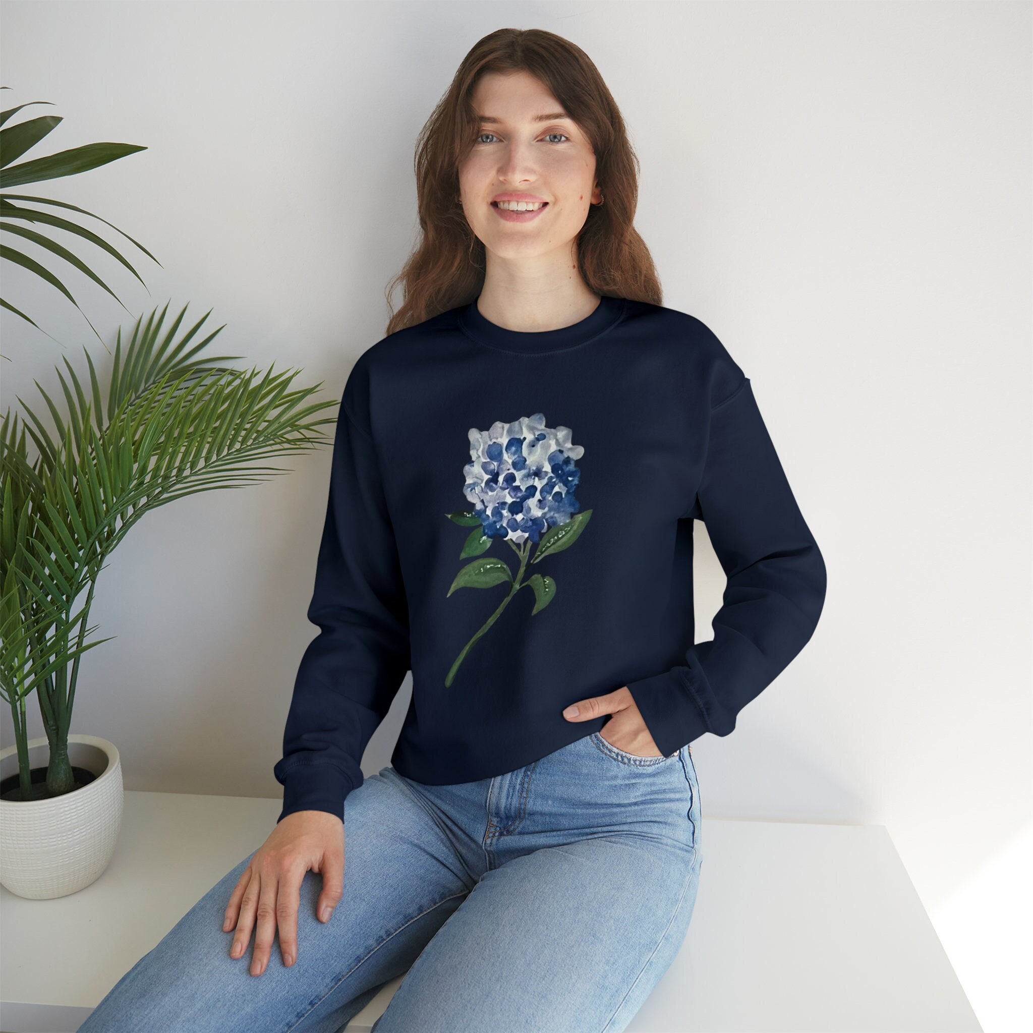 Blue Hydrangea Sweatshirt, Hydrangea Sweatshirt, Cottagecore