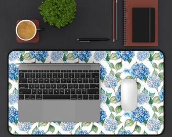 Hydrangea Desk Mat, Floral Desk Mat, Desk Mat, Desk Decor, Office Decor, Dorm Decor, Desk Accessories, Desk Cushion Pad, Desk Blotter Mat