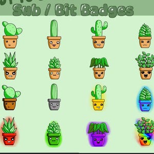 Kawaii Plant Twitch Sub & Bit Badges – Cute Sprout Subscriber Badges for Cosy Streamers