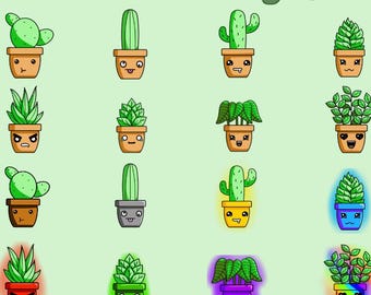 Kawaii Plant Twitch Sub & Bit Badges - Süße Pflanzen-Abzeichen für gemütliche Streamer