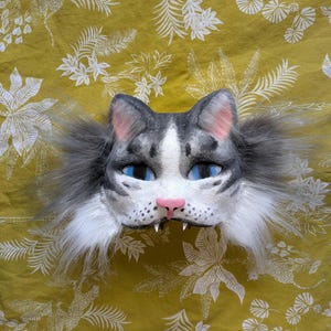 Grijs en wit Cat Therian-masker