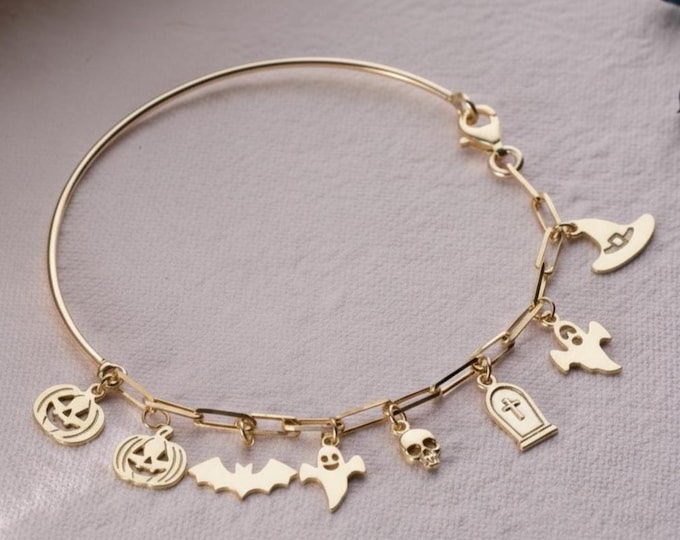 Featured listing image: Halloween Charm Bracelet : Custom Spooky Charm Bracelet, Gothic Bracelet