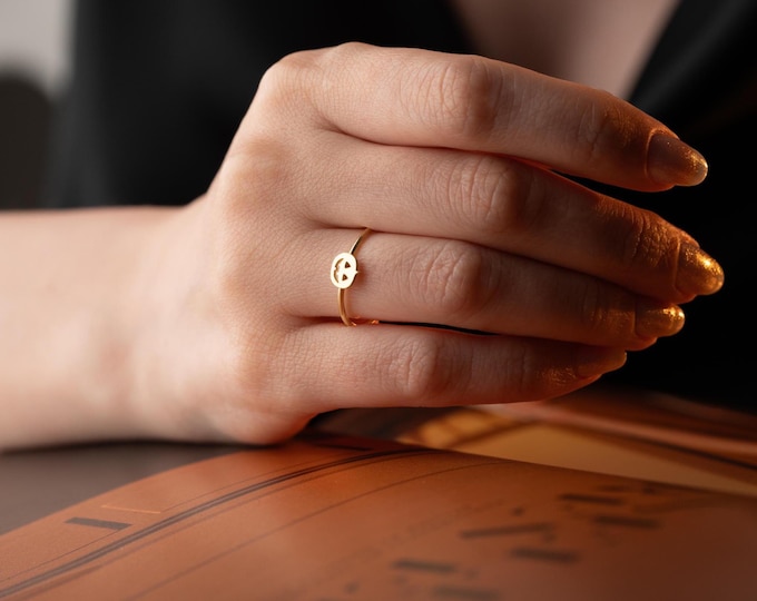 Featured listing image: 14K Gold Halloween Pumpkin Ring: Dainty Gothic Ghost Jewelry