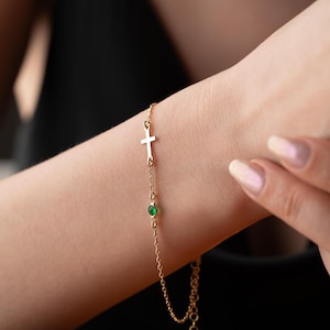 Birthstone Letter Bracelet Personalized Initial Bracelet with Birthstone Family Initial Bracelet Birthstone Jewelry Birthday Gift for Friend