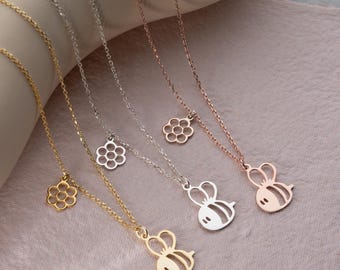 Sterling Silver Honey Bee Necklace: Dainty Handmade Jewelry Gift