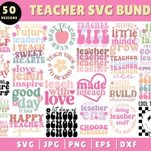 Teacher Svg Bundle, Teacher Quote Svg, Teacher Shirt Svg, Teach Svg, Back To School Svg, School Quote Svg, Teacher Sayings Svg Png Cut File