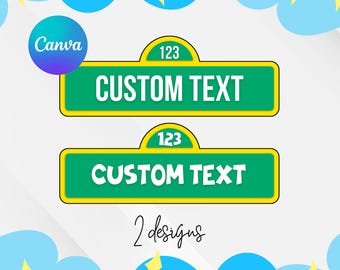 Straßenschild SVG, Benutzerdefiniertes Straßenschild, bearbeitbares Straßenschild Canva Vorlage, Kinder Party Dekor druckbar, Straßenschild Clipart, personalisiertes Schild