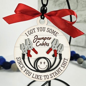 Jumper Cables Ornament Svg, Fun Sassy Ornament, Christmas Ornament for Friends Coworkers, Sarcastic Holiday Gift, Glowforge, Laser Cut File
