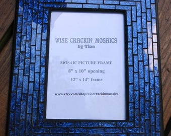 CUSTOM MOSAIC FRAMES in Gorgeous Cobalt Blue Van Gogh Stained Glass - 4 Sizes Available -  Or Your Color Choice  -  Unique & One-of-a-Kind