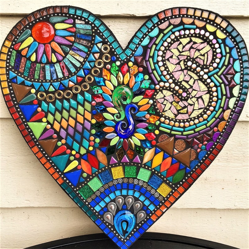 MOSAIC HEART 16x16 Custom Multicolored Glass | Etsy