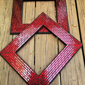 CUSTOM MOSAIC FRAME in Gorgeous Red Wave Mirrored Glass - 4&quot;x6&quot;, 5&quot;x7&quot; or 8&quot;x10&quot; - This Listing for Red Frame Only -  Unique & One-of-a-Kind