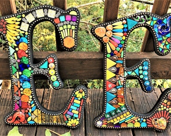MOSAIC LETTERS/INITIALS - 11" Tall - Totally Customizable - Pick Your Colors / Pick Your Font - Order 11" Size Letters From This Listing