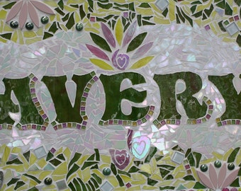 CUSTOM MADE Mixed Media Mosaic Personalized Name Sign / Plaque - You Get to "Design the Sign" - This One Is 26"x18" / All One-of-a-Kind