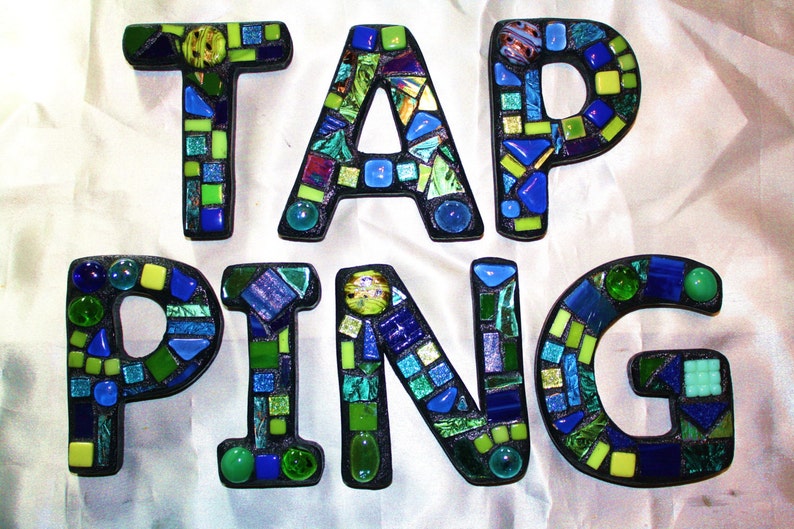 This is my /'Wild /& Funky/' Style in Shades of Blues and Greens 7 tall Unique! Totally Customizable MOSAIC LETTERSINITIALSNames
