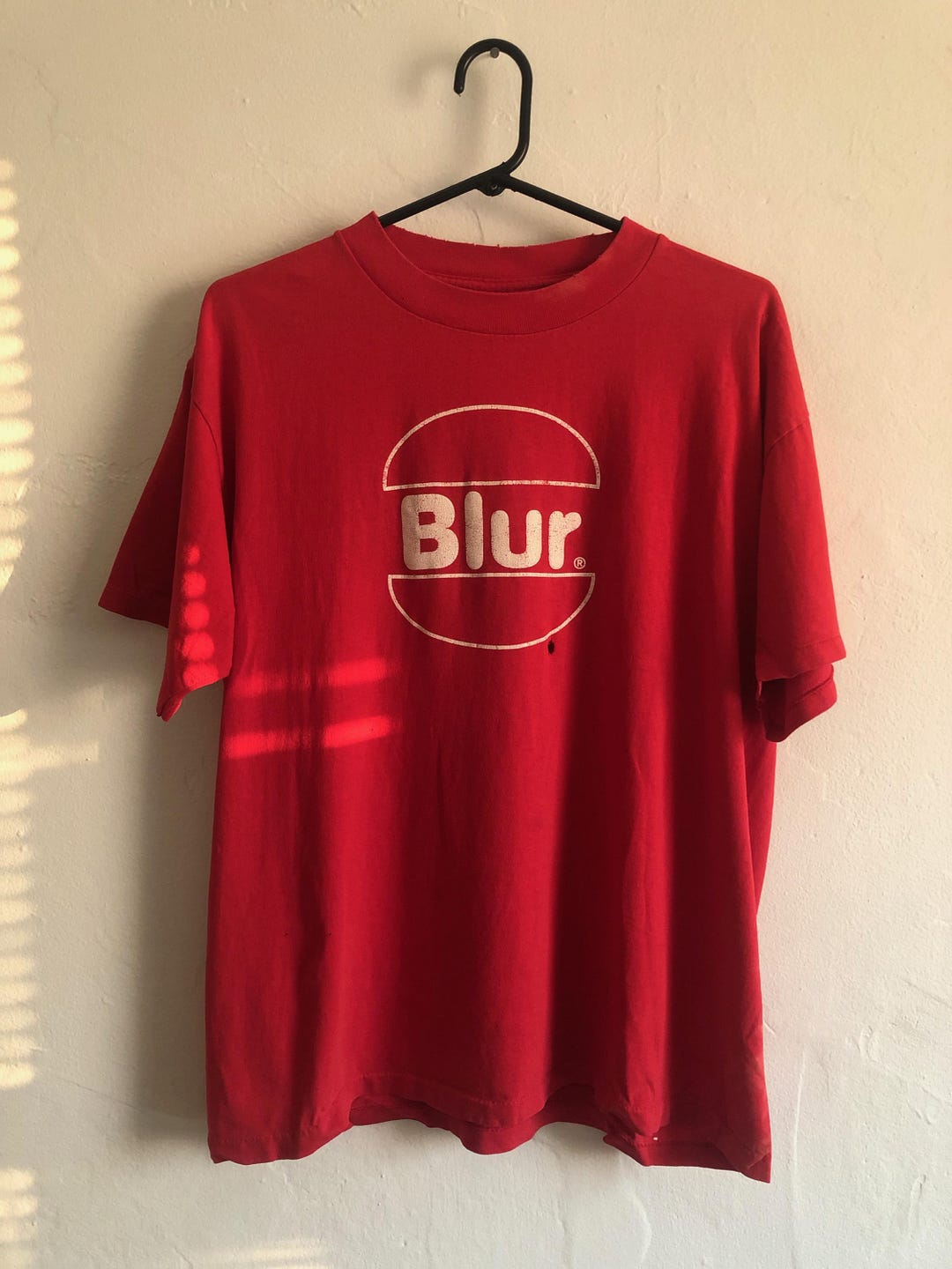 Vintage Blur Band T-shirt: Rare 1990s Oneita, Red Burger Graphic
