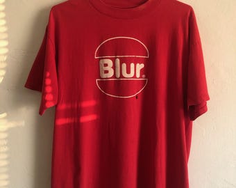 Vintage Blur Band T-shirt: Rare 1990s Oneita, Red Burger Graphic