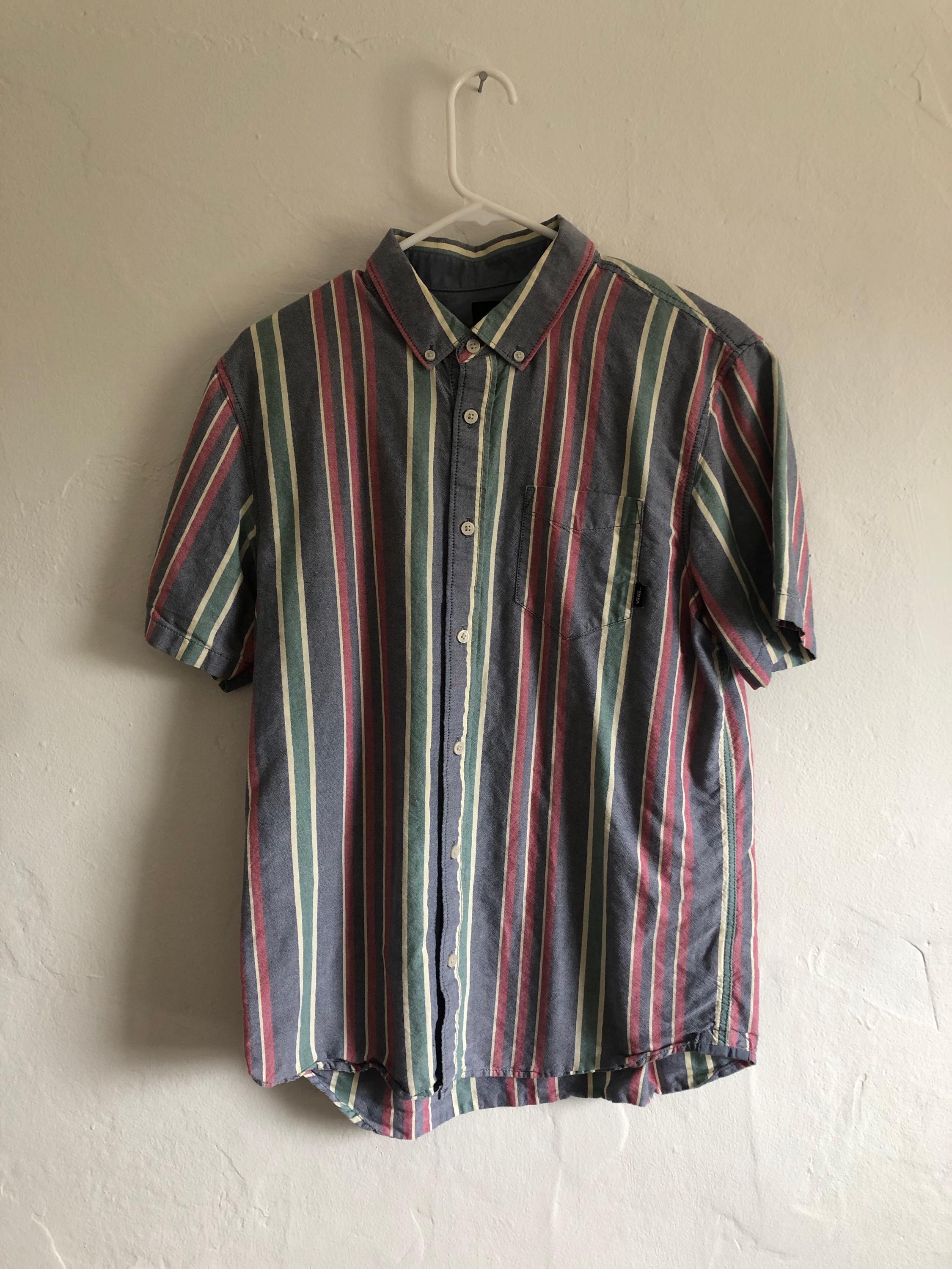 Men's Shirt - Stripes Casual - Short Sleeve Button - Vans -