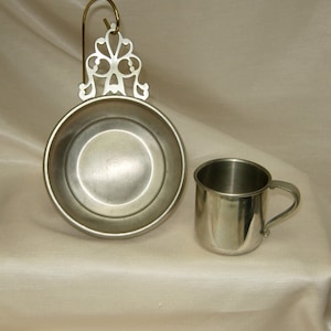 Pewter Porringer and cup,Paul Revere reproduction,Designer decor,Collectable decor,birthday gift,Fathers Day gift,Graduation gift,Home Decor image 1