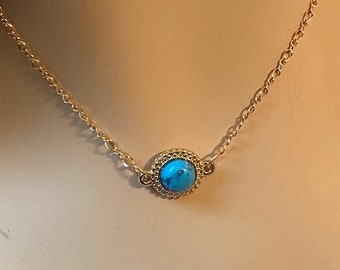 Dainty Turquoise necklace signet turquoise necklace tiny turquoise necklace genuine turquoise necklace genuine gemstone necklace boho gift