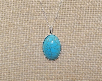 Turquoise necklace,Turquoise and silver necklace,Silver necklace,Turquoise pendant necklace,Turquoise and silver pendant necklace,free wrap