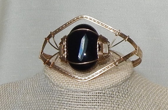 Black onyx bracelet,Black onyx and gold bracelet,… - image 1