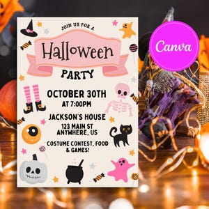 Editable Halloween Party Invitation, Editable Invitation Template, Halloween Party Invite, Kid&#39;s Halloween Party, Costume Party