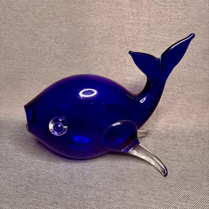 Large Murano Glass Blue Fish Vase/Sculpture 60s
