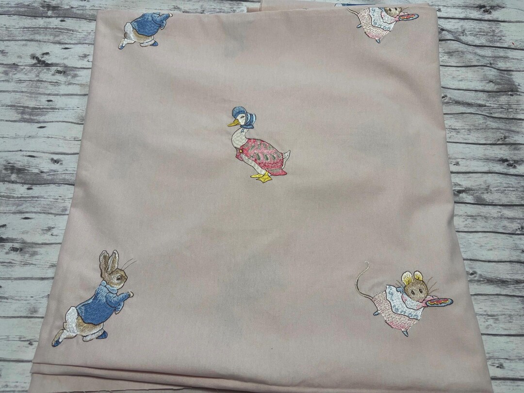 Beatrix Potter Nursery Cotton Fabric Cotton Pale Pink Embroidered - Etsy