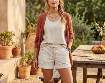 Pantalones cortos beige con puños para mujer, talla 18, de L.L. Bean, años 90, estilo senderismo, 6 pulgadas.