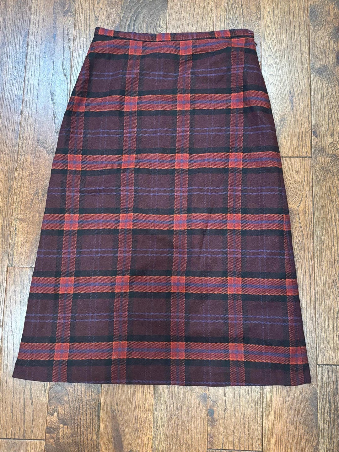 Vintage Ellen Ashley 90s Plaid Maxi Skirt Purple Red Blue Classic Wool ...