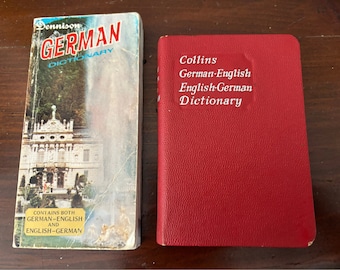 Set of (2) small pocket German English dictionaries 1950s vintage