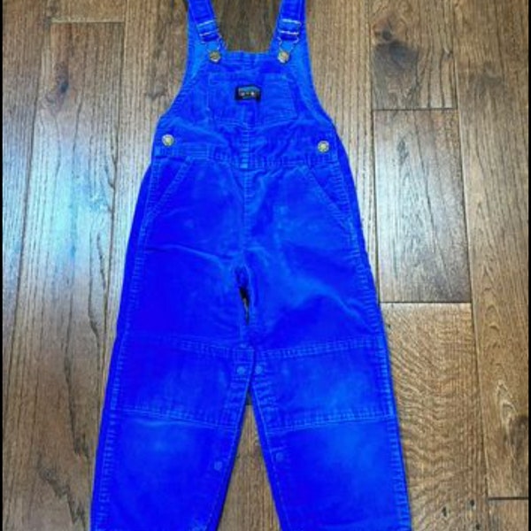 Lands’ End Vintage 4T Overalls Royal Blue Corduroy Double Knee 90s