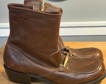 Men's Vintage Helly Hansen Leather Horse Bit Side Zip Boots Size 8.5