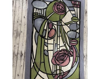 Ulster Weavers Rennie Mackintosh Rose Geschirrtuch Irisches Leinen 1975