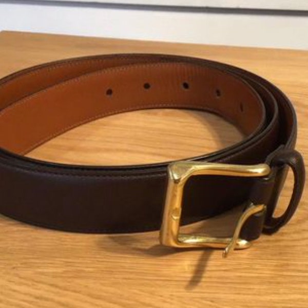 Coach dark brown leather & brass belt | Mens size 36/38