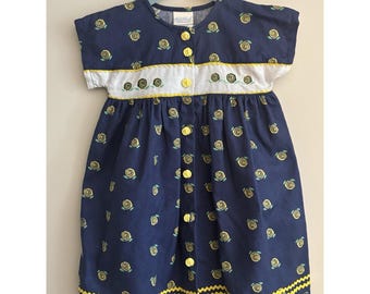 Vintage 90s Oshkosh Collection Girls Dress 2T Toddler Blue Yellow Roses