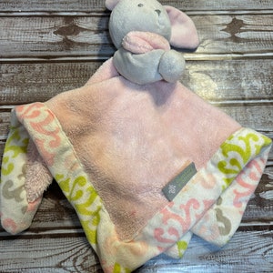 Blankets and Beyond Pink Gray Soft Bunny Lovey Security Blanket Plush Stuffed Etsy Canada