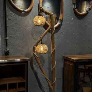 Rustic Cabin Lighting, Cozy Standing Wooden Lamp for Lodge & Home Decor, Warm Ambient Glow for Rustic Interiors