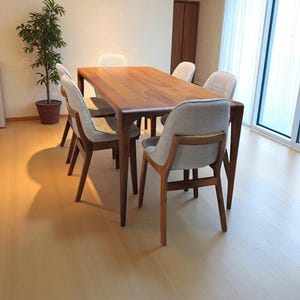 Walnut Wood Dining Table & Chairs Set - Custom Handmade Rustic Kitchen Furniture, Solid Wood Rustic Design, Durable Dining Room Set