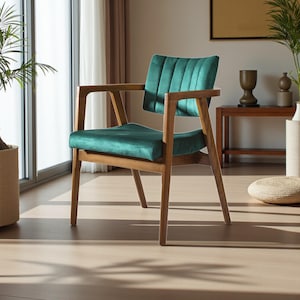 Mid Century Armchair, Handmade Wood Chair, Farmhouse Chair, Minimalist Home Furniture, Luxury Wood Chair