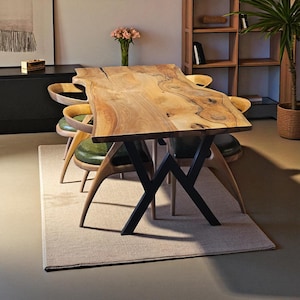 Rustic Wood Dining Table Handmade Solid Wood Farmhouse Kitchen & Dining Room Rustic Furniture