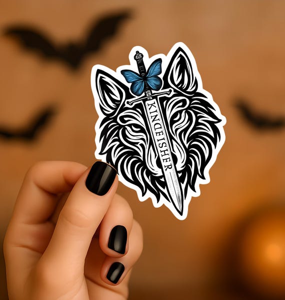 Kingfisher Sticker, Quicksilver Book Sticker, BookTok Inspired, Wolf Design, Sword Theme, Book Lover Gift