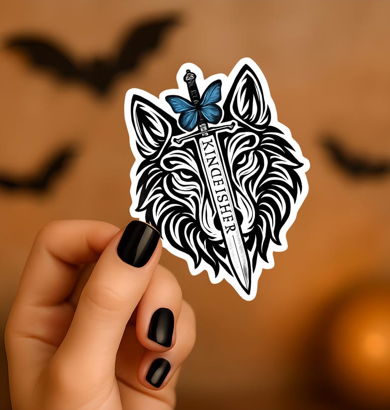 Kingfisher Sticker, Quicksilver Book Sticker, BookTok Inspired, Wolf Design, Sword Theme, Book Lover Gift image 1