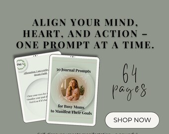30 Day Manifestation Journal for Moms – Daily Prompts, Affirmations & PDF Self-Care Guide