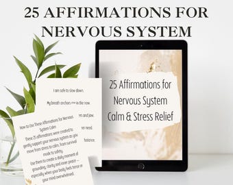 25 Affirmations for Nervous System Calm | Stress Relief Journal | Printable Digital PDF | Anxiety Support | Self-Care Tool |