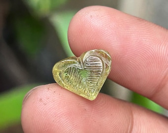 Genuine natural Yellow Tourmaline Carved Gemstone size 11x14x6 mm 6.50 Carat